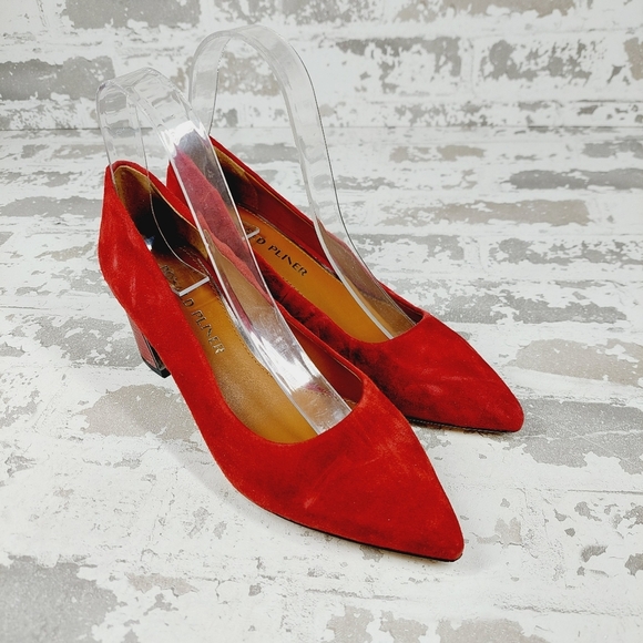 New Donald J Pliner Suzette Red Suede Pointed Toe Pump M424 - Picture 4 of 14